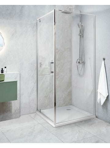 Beliani Duschkabine DARLI in Transparent/Silber - (W) 70 x (H) 185 x (L) 70 cm
