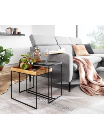 KADIMA DESIGN Wohnzimmertisch | Mango/Stein, 2er Set, Industrial