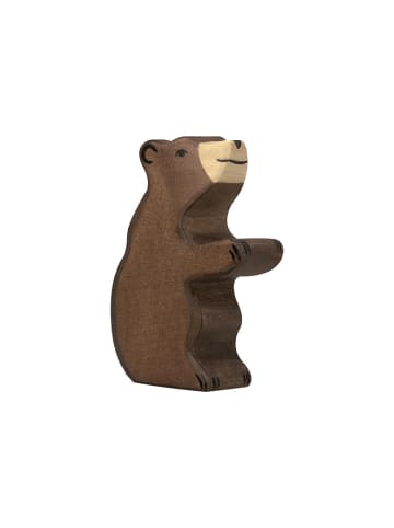 Holztiger Braunbär aus Holz - klein, sitzend - ab 3 Jahren