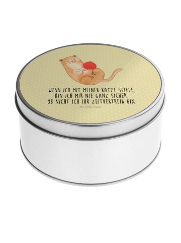 Mr. & Mrs. Panda Erinnerungsbox Katze Wolle mit Spruch in Gelb Pastell