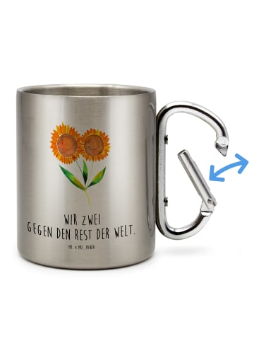 Mr. & Mrs. Panda Thermobecher Blume Sonnenblume mit Spruch in Silber