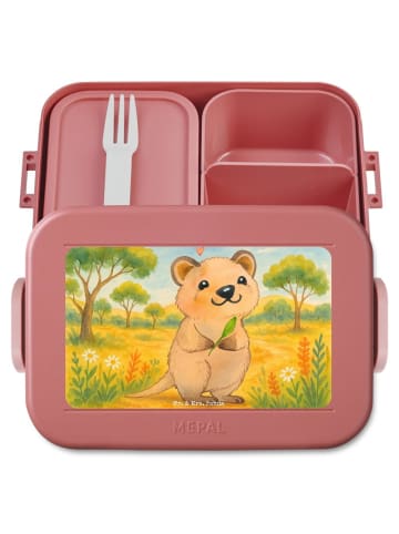 Mr. & Mrs. Panda Bentobox Quokka Happy Design ohne Spruch in Rot Pastell