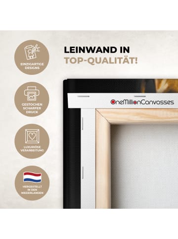 OnlyWow Leinwand Bilder Gesicht gold schwarz