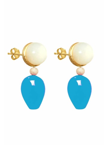 Gemshine Ohrhänger White Blue Drop in gold coloured