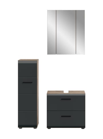 ebuy24 Badmöbelset Ice (3-teilig) Schwarz 105 x 30 cm