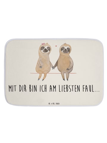 Mr. & Mrs. Panda Badvorleger Faultier Pärchen mit Spruch in Weiß