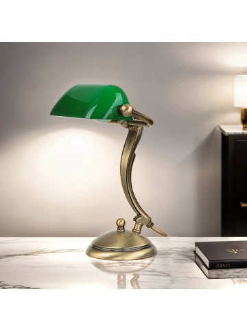 Licht-Erlebnisse Tischlampe (B)12 x (L)19 x (H)28.5 cm in Bronze hell glänzend Grün