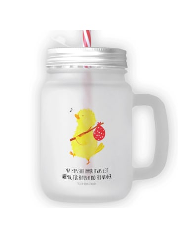 Mr. & Mrs. Panda Trinkglas Mason Jar Küken Wander mit Spruch in Transparent