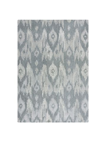 KADIMA DESIGN Wollteppich Ethno Ikat, Wohnzimmer in Blau