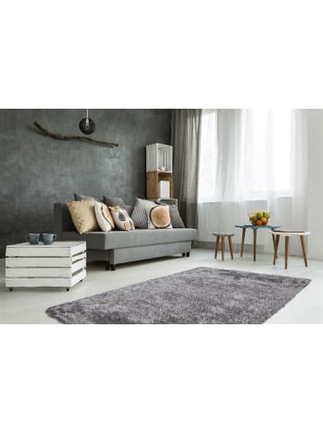 Hochflor Teppich Dominik 700 in Grau Weiß