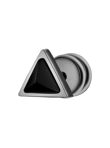 True Rebels Ohrringe Dreieck aus Edelstahl Zirkonia in gunmetal