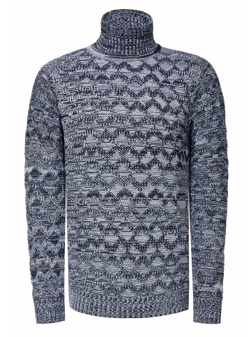 Rusty Neal Kontrast Grobstrick Rollkragen-Pullover in Marine