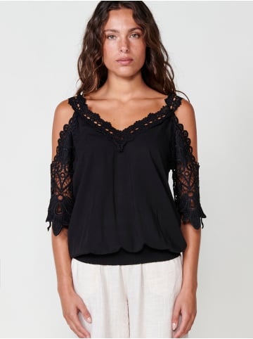 KOROSHI Sommerblusen mit hohem ausschnitt. in SCHWARZ