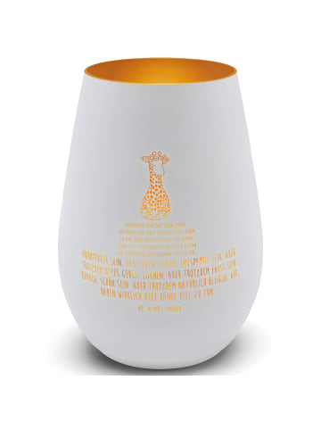Mr. & Mrs. Panda Windlicht Glas Giraffe Blumenkranz mit Spruch in Weiß