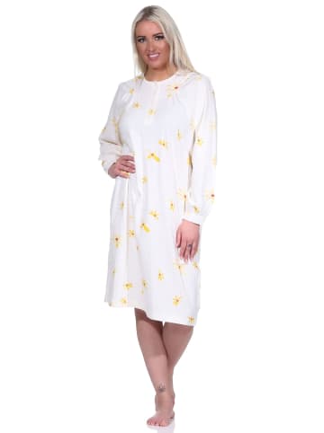 NORMANN Nachthemd langarm und Knopfleiste am Hals - 76067 in vanille