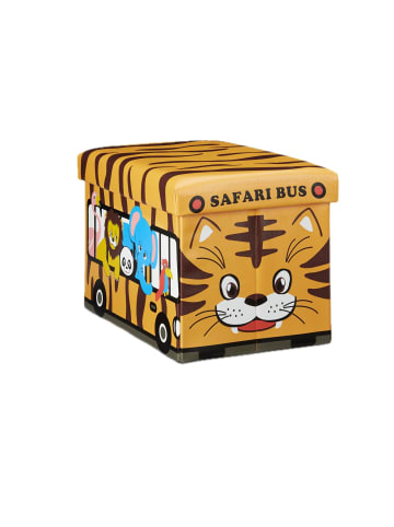 relaxdays Spielzeugkiste Tiger in Braun - (B)48 x (H)32 x (T)32 cm