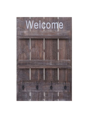 MCW Wandgarderobe C89 Welcome im Shabby-Look, Braun, shabby