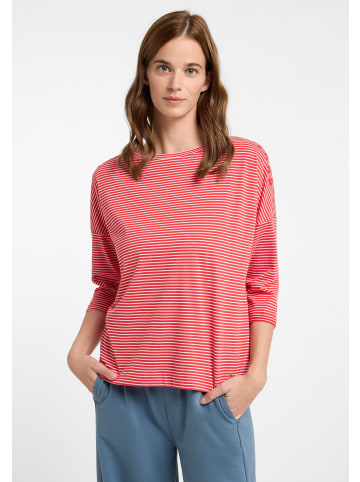 ELBSAND Langarm T-Shirt Veera in Barberry + Cloud White STRIPE