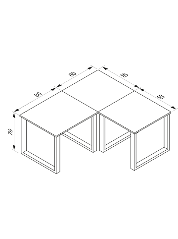 VCM  U Schreibtisch Eckschreibtisch L Form 160x160x80 in Weiß / Weiß