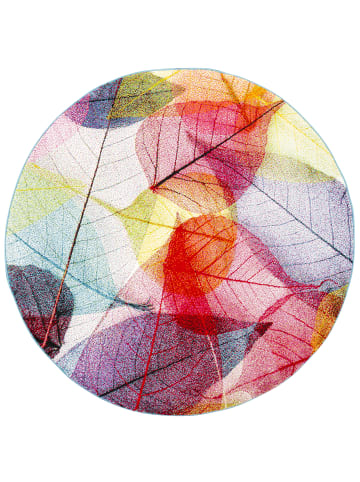 Pergamon Designer Teppich Faro Tropical Blätter Rund in Bunt