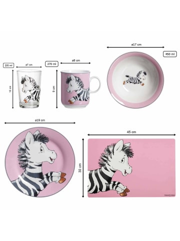 Ritzenhoff & Breker 7er Set Geschirr-Set mit Kinderbecher Happy Zoo Zebra in bunt