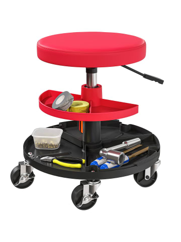 HOMCOM Werkstatthocker,Ø38 x 40-51H cm,Rot