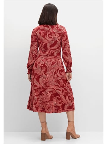 sheego by Joe Browns Jerseykleid in weinrot gemustert