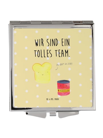 Mr. & Mrs. Panda Kleiner Spiegel Toast Marmelade mit Spruch in Gelb Pastell