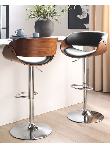 Beliani 2-tlg Drehhocker BAKU in Schwarz/Silber/Braun