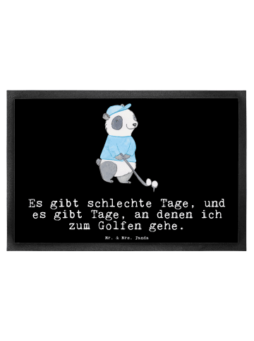 Mr. & Mrs. Panda Fußmatte Panda Golfen mit Spruch in Schwarz