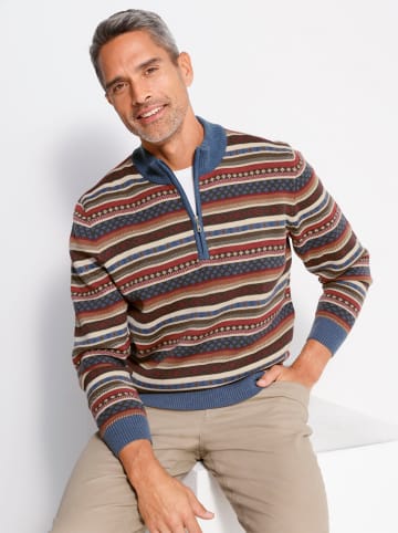 Sieh an! Stehkragenpullover in jeansblau-gemustert