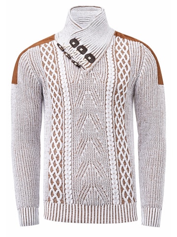 Rusty Neal Stehkragen Grobstrick Pullover in Weiß