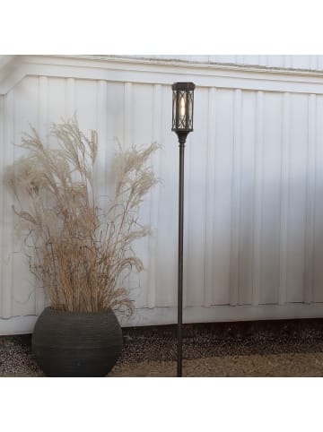 STAR Trading Solar-Pollerleuchte ,Folke, Lichtsensor, warmweiß, braun, höhenverste