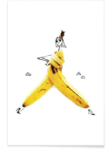 Juniqe Poster "Banana" in Gelb & Weiß