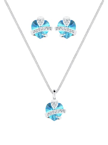 Elli Schmuckset 925 Sterling Silber Herz in Hellblau