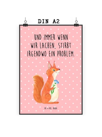 Mr. & Mrs. Panda Bild Eichhörnchen Blume mit Spruch in Rot Pastell