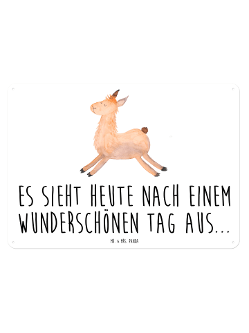 Mr. & Mrs. Panda Blechschild Mit Spruch Lama Springen mit Spruch in Weiß