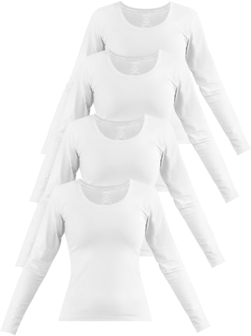 Janice 4 x Damen Langarmshirt Nimes in Weiß