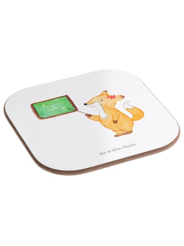 Mr. & Mrs. Panda Untersetzer für Gläser Fuchs Lehrerin ohne Spruch in Weiß