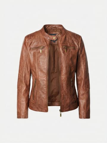 KOROSHI Damen-bikerjacke aus kunstleder in braun