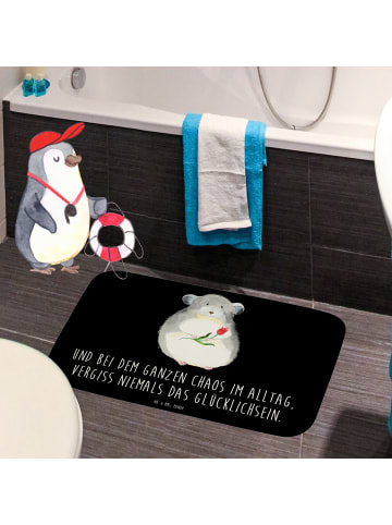 Mr. & Mrs. Panda Duschvorleger Chinchilla Blume mit Spruch in Schwarz