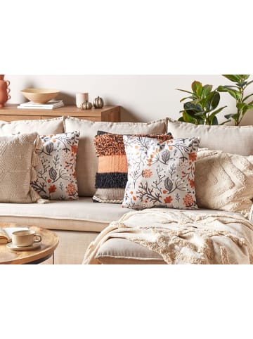 Beliani Dekokissen MONTBRETIA in Bunt/Weiß - (W) 45 x (H) 14 x (L) 45 cm