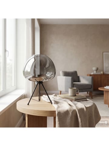 home24 Tischleuchte ARA in Grau / Schwarz