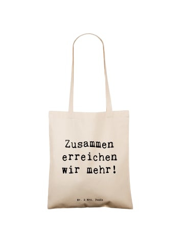 Mr. & Mrs. Panda Jutebeutel Spruch Im Team zuMenschmenarbeiten mit ... in Creme