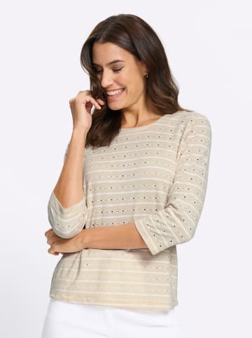 WITT WEIDEN 3/4-Arm-Shirt in ecru-sand-gemustert