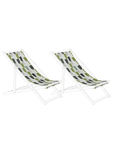 Beliani 2er-Set Stoffbezug ANZIO/AVELLINO in Grün/Weiß