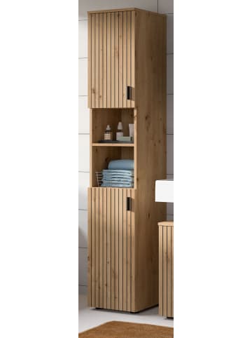 Inn.Furn Hochschrank Eiche Artisan 30 x 192 cm, Badschrank mit 6 Fächern