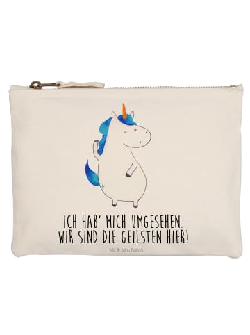Mr. & Mrs. Panda Schminktasche Einhorn Mann mit Spruch in Weiß