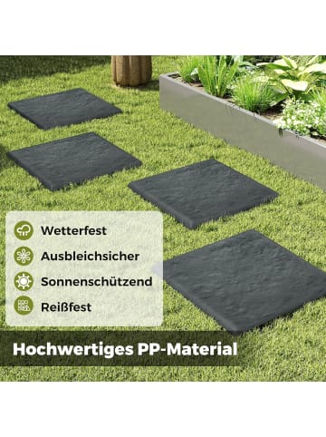 COSTWAY 8er Set Gehwegplatten für Garten Polypropylen in Grau