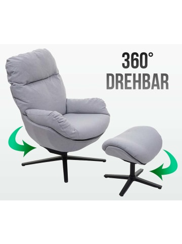 MCW Relaxsessel mit Hocker L12, Dunkelgrau